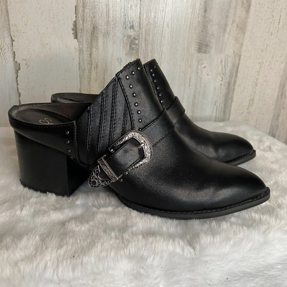 Seychelles Women's Size 7.5 Western Moto Mules Pointed Toe Slip On Heels Shoes - Picture 1 of 11